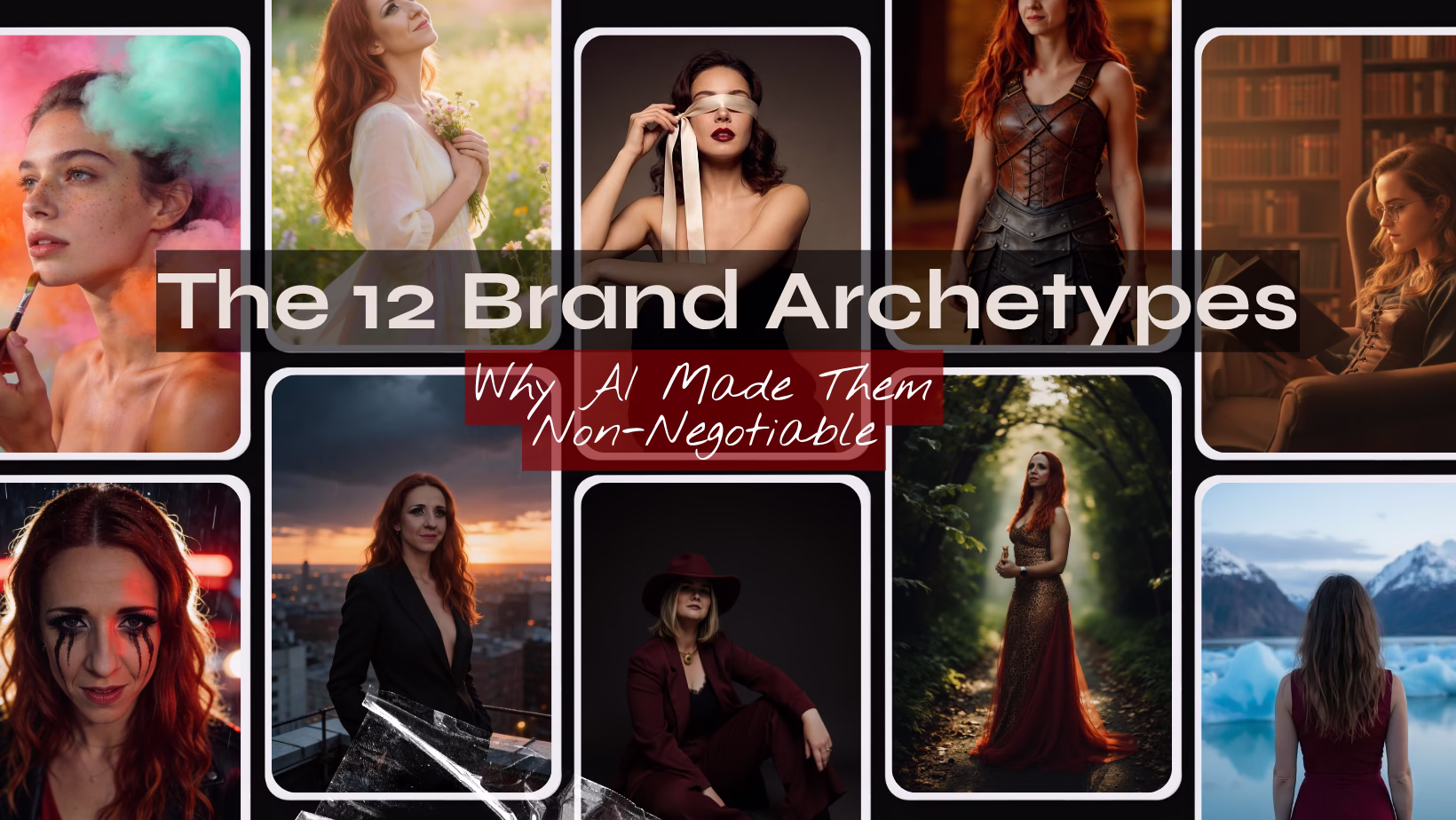 The 12 brand archetypes illustrated through AI photoshoot portraits